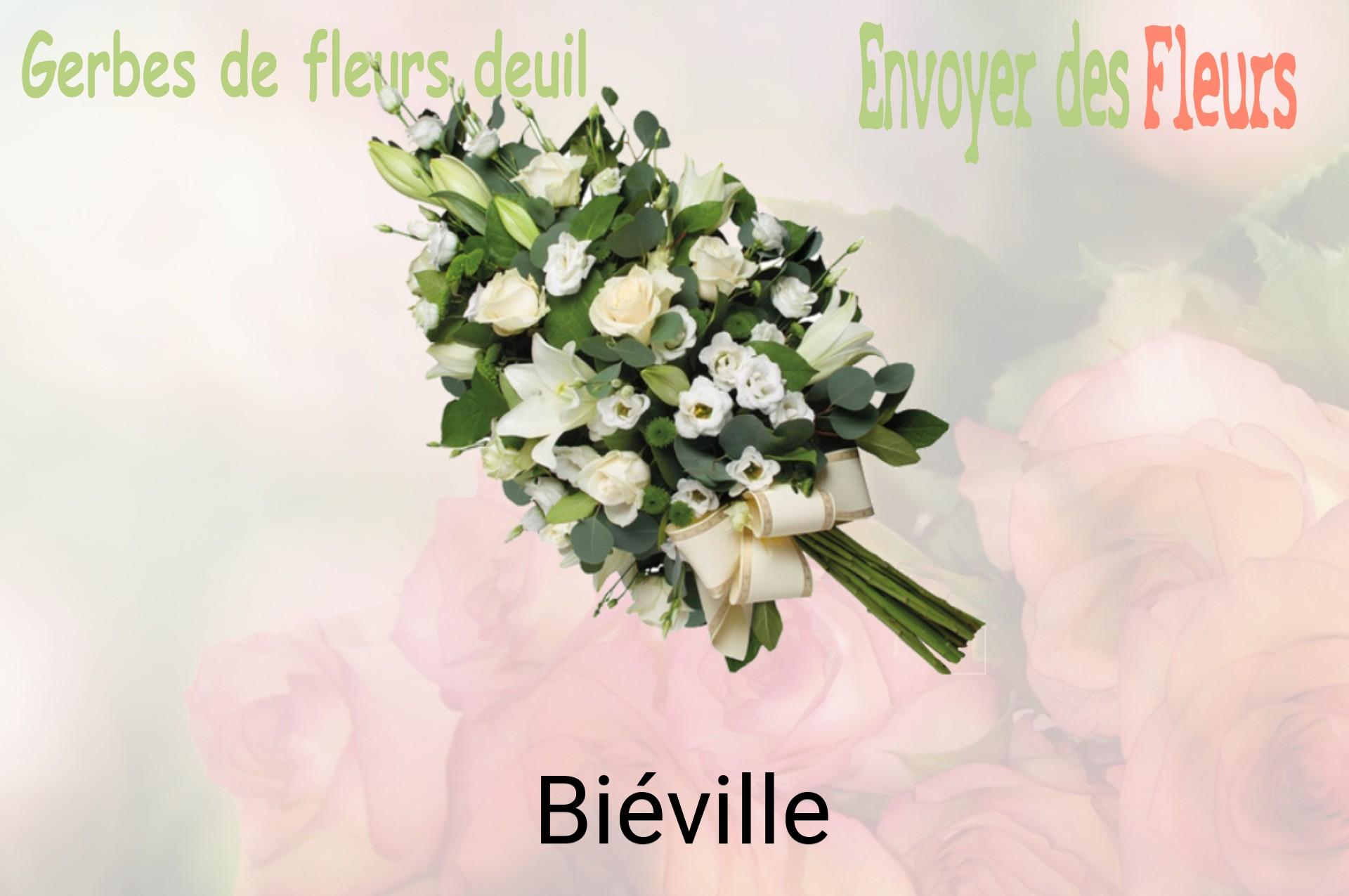 Gerbe de fleurs de deuil livrée à Biéville